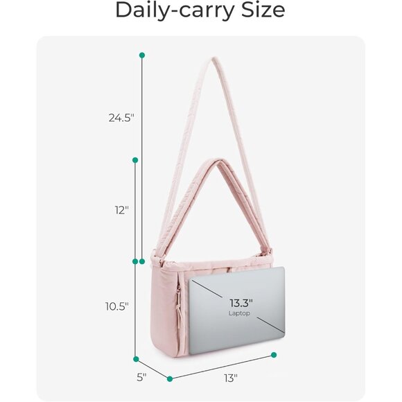 Camel Lightweight Puffer Tote Bag for Women with Adjustable Strap, Multi-Pocket - Picture 6 of 7